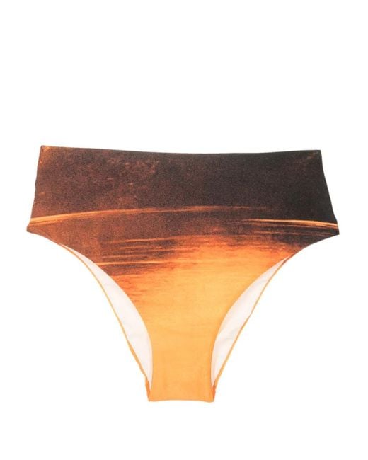 Lenny Niemeyer Orange Graphic-Print Bikini Bottoms