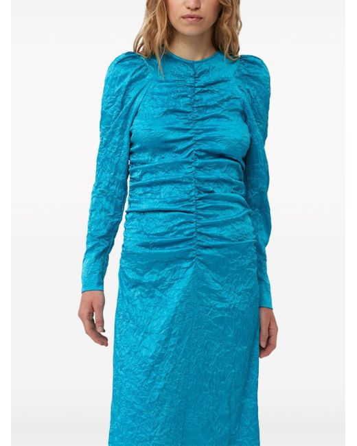 Robe midi en satin Ganni en coloris Blue