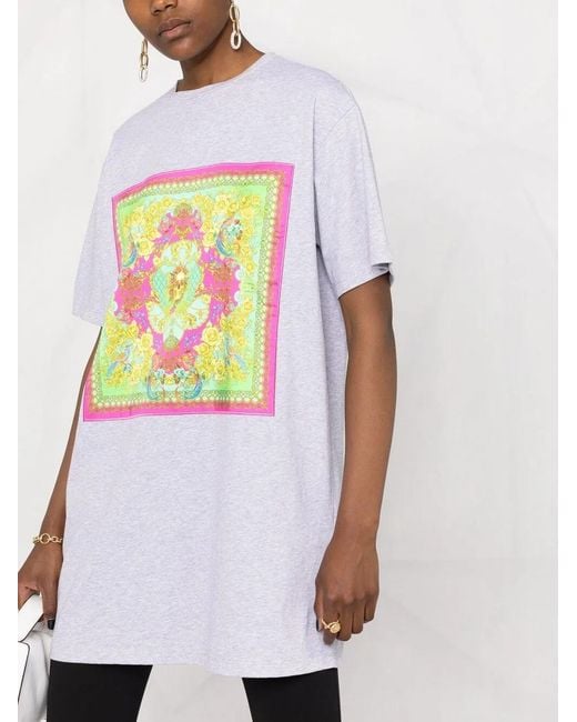 Philipp Plein White Baroque Print T-Shirt Dress