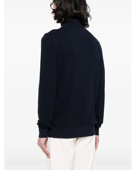 Boss Blue Zip-Up Cotton Jumper for men