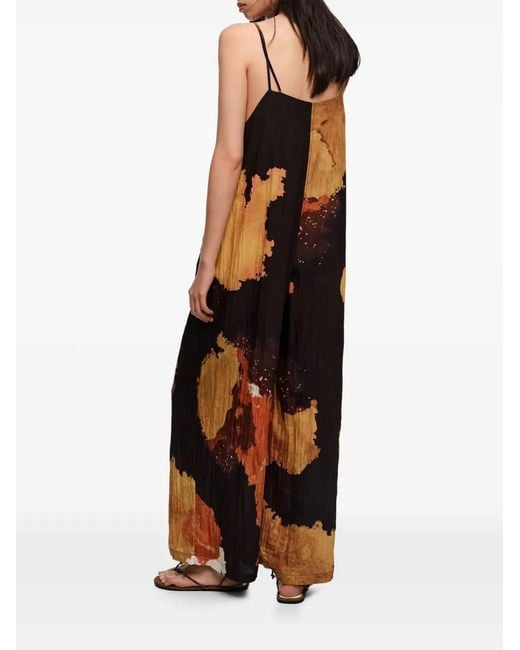 Bimba Y Lola Black Button Abstract Jumpsuit