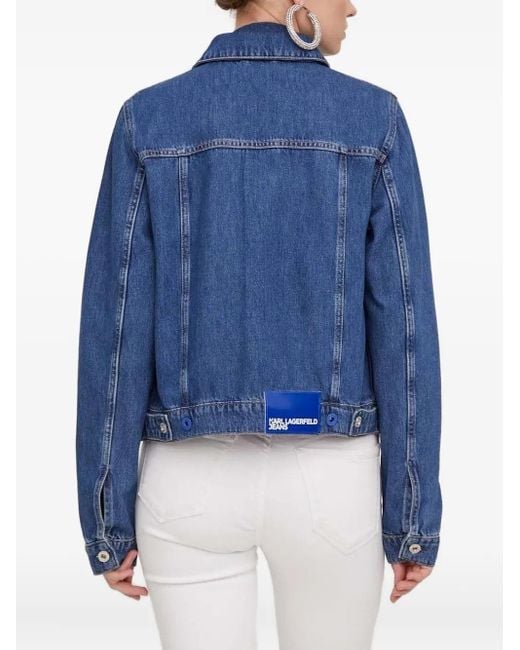 Karl Lagerfeld Blue Logo-Patch Denim Jacket