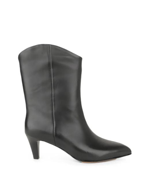 Linda Baumann Gray Pointed-Toe Leather Boots
