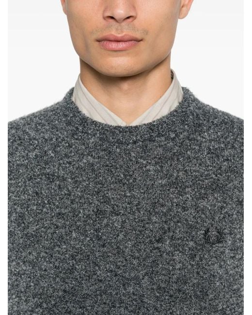 Fred Perry Gray Bouclé Crew-Neck Sweater for men