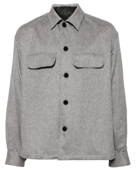 Kiton Gray Felted Cashmere-blend Shirt for men
