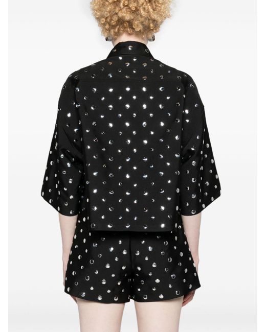 Sandro Black Stud-Detailing Cropped Shirt