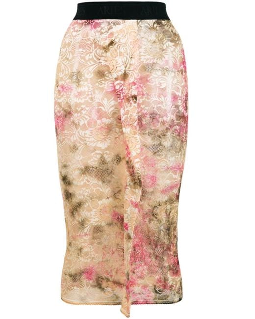 Aries Natural Lace Fin Midi Skirt