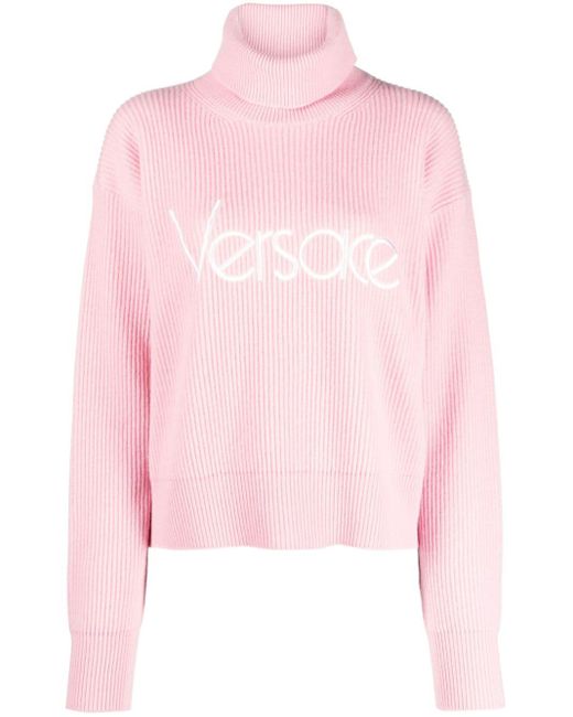 Versace Pink 1978 Re-edition Logo-embroidered Jumper