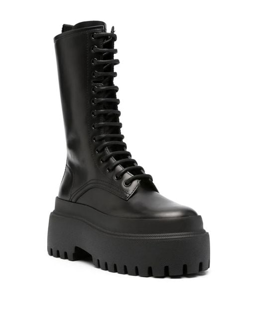 Dolce & Gabbana Black Leather Combat Boot