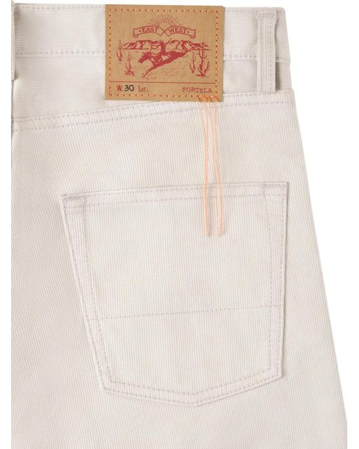 Fortela White Bedford Cotton Jeans for men