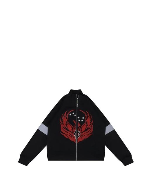 DENIM TEARS Black Graphic-Print Zip-Up Sweatshirt for men