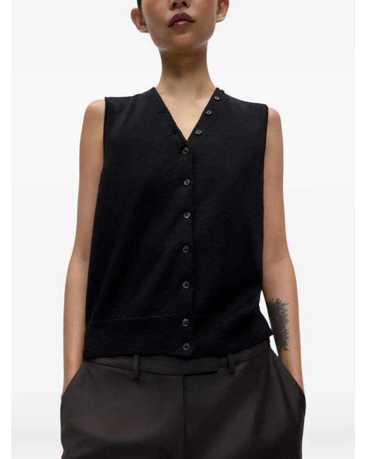 Cordera Black Button-Up Knitted Waistcoat