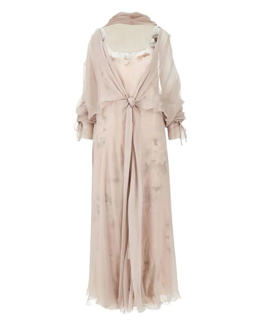 Vestido midi con estampado floral Alberta Ferretti de color Natural