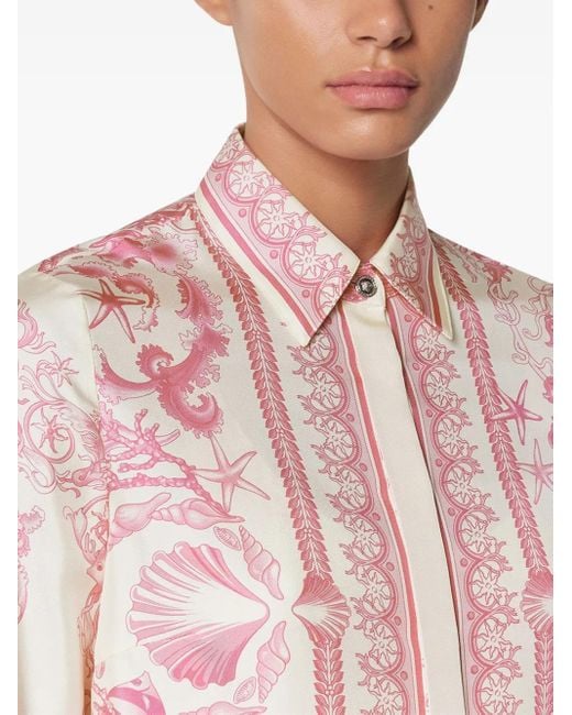 Versace Blouse Met Underwater Barocco-Print in het Pink