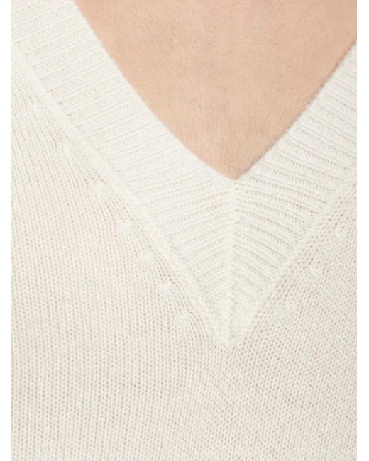 Officine Generale White Misty V-Neck Sweater