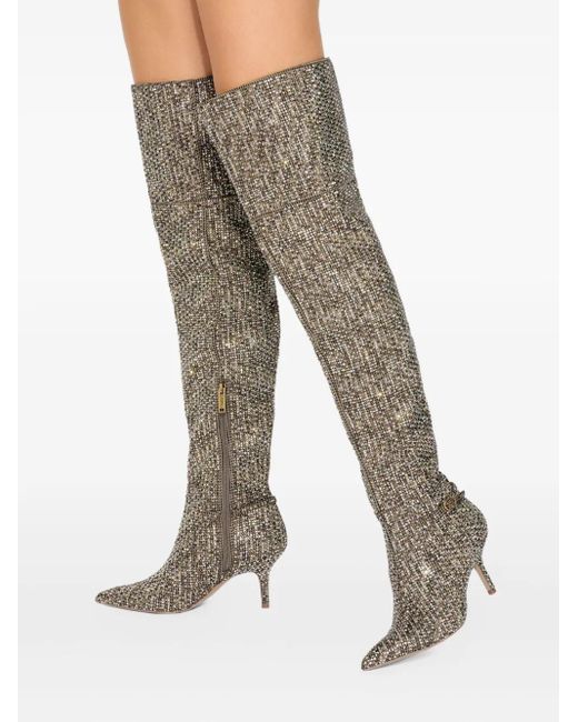 Kurt Geiger Natural 70Mm Mayfair Crystal-Embellished Over-The-Knee Boots