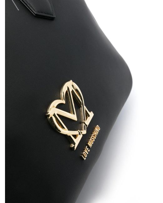 Bolso shopper con placa del logo Love Moschino de color Black