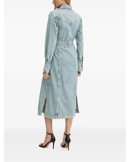 Boss Blue Belted Denim Shirt Midi Day Dress