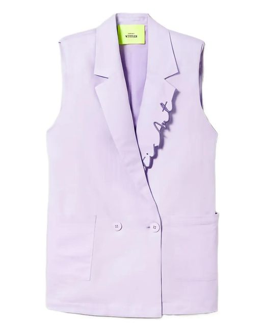 Twinset Purple Linen Blend Waistcoat