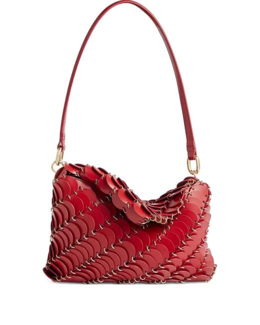 Rabanne Red Scale-Pattern Leather Shoulder Bag