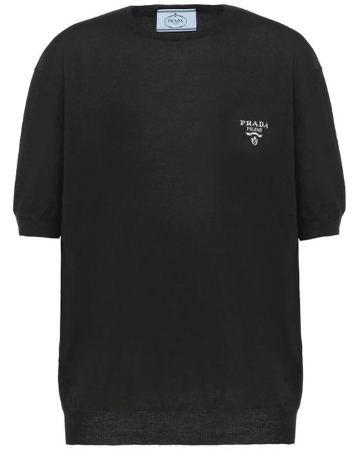 Pull En Cachemire À Col Rond Prada en coloris Black