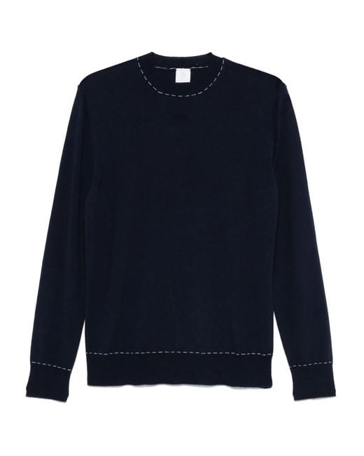 Eleventy Blue Decorative-Stitching Sweater for men