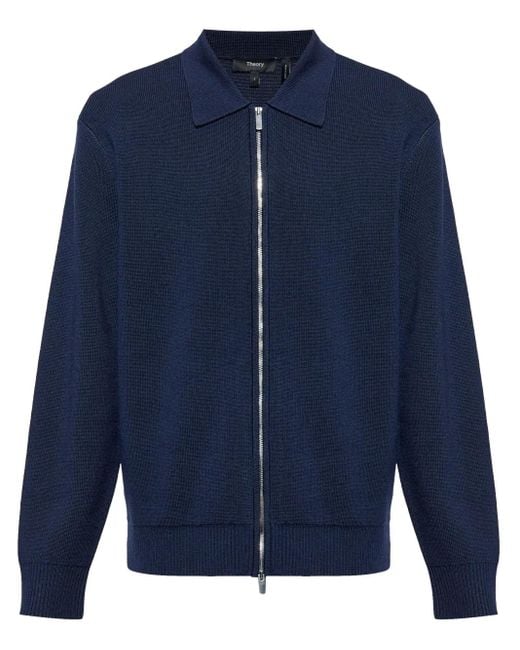Theory Blue Zip-Up Cardigan for men