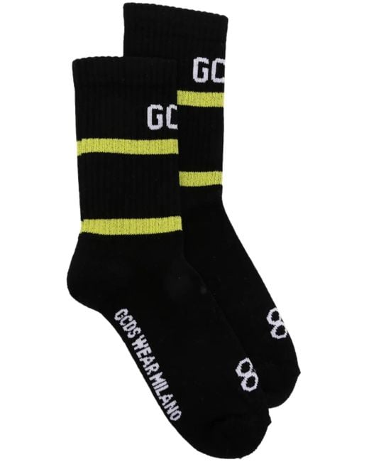 Gcds Black Gerippte Socken Mit Logo