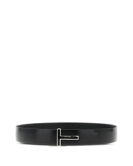 Tom Ford White Enamel Logo Reversible Belt for men