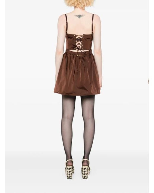 Elisabetta Franchi Brown Corset-Style Mini Dress