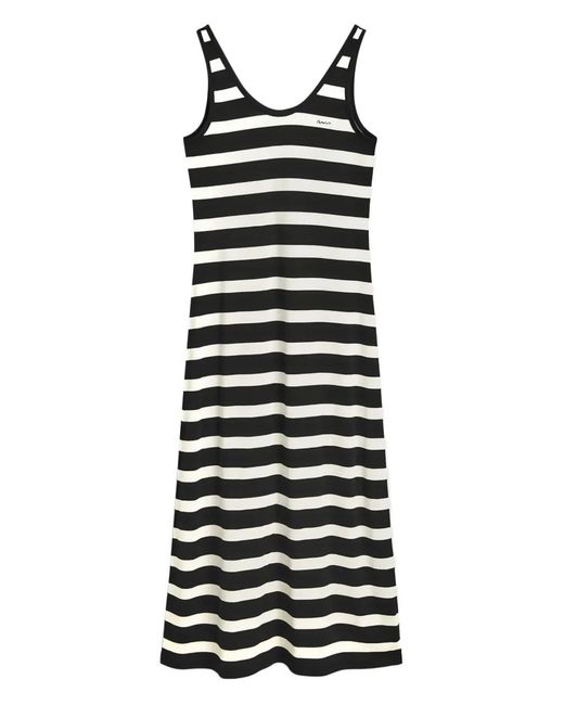Gant Black Striped Scoop-Neck Midi Dress