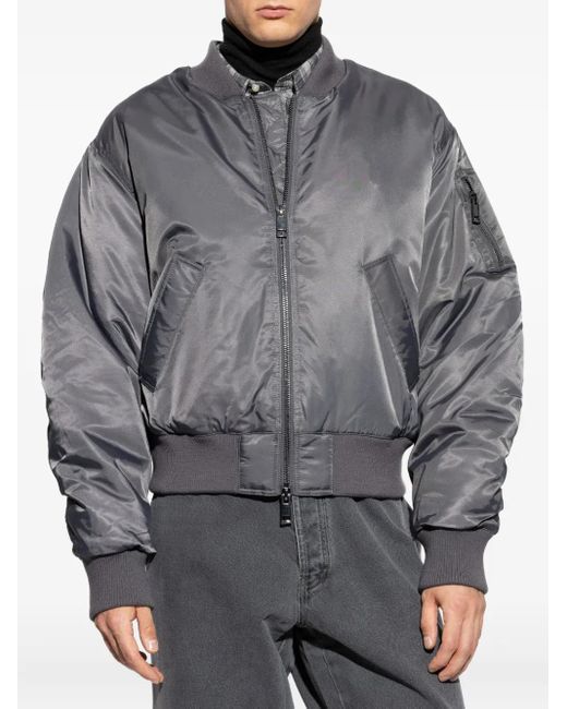 Officine Generale Gray Padded Zip-Up Bomber Jacket for men