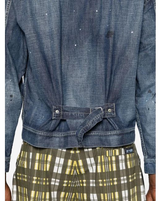 Neighborhood Blue Paint-Splatter Denim Jacket for men