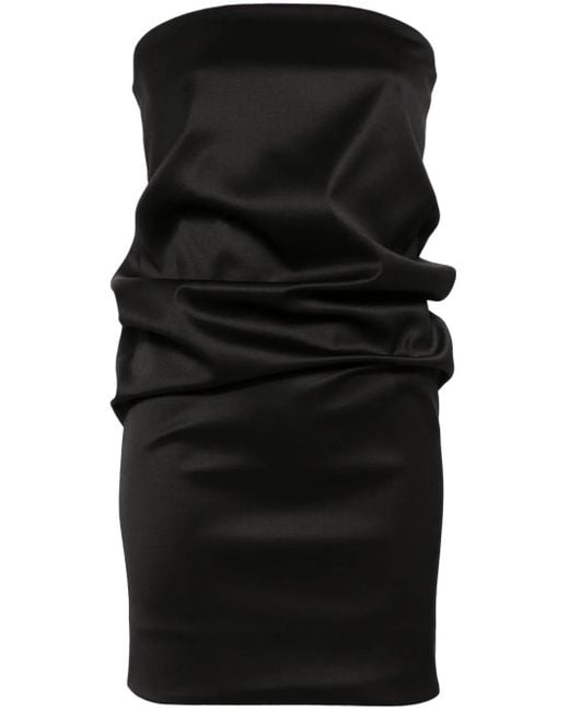 Saint Laurent Black Strapless Wool-Blend Minidress