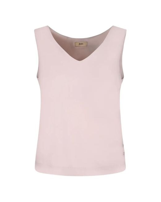 Herno Pink V-Neck Sleeveless Blouse