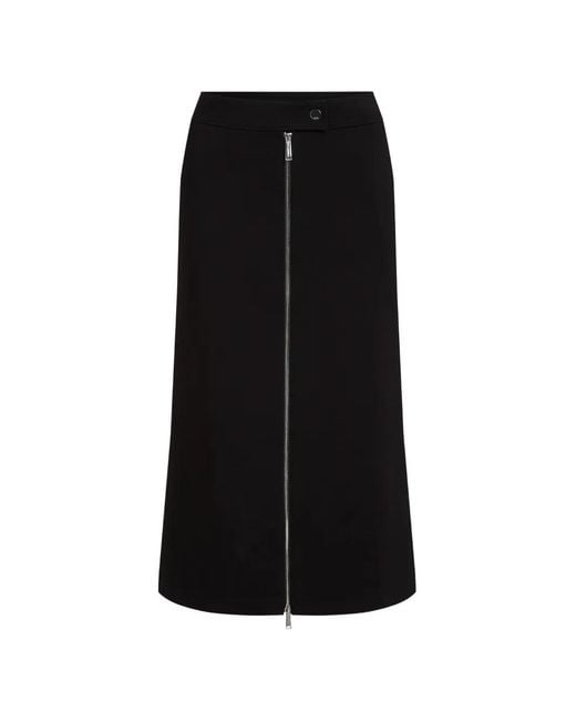 Karl Lagerfeld Black Zip-Fastening Midi Skirt
