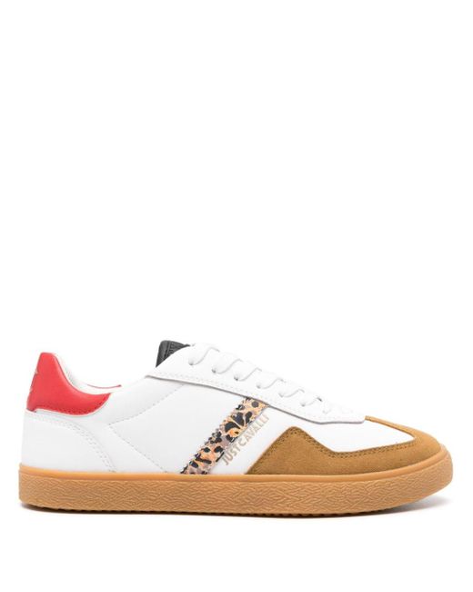 Just Cavalli White Leather Contrasting-panels Sneakers