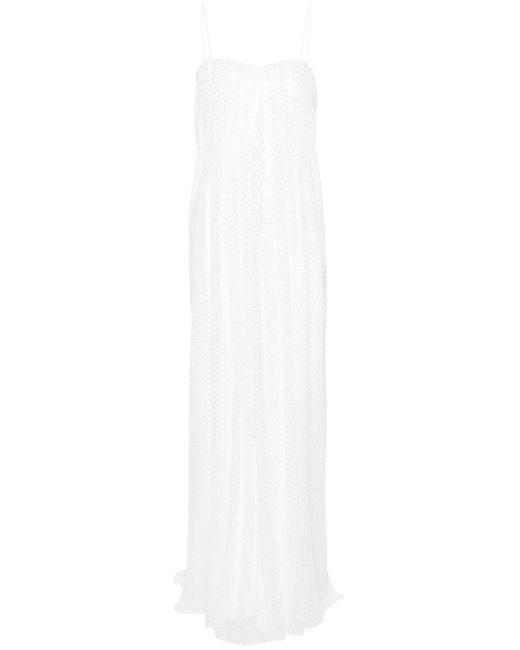 Nissa White Iridescent Polka-dot Gown