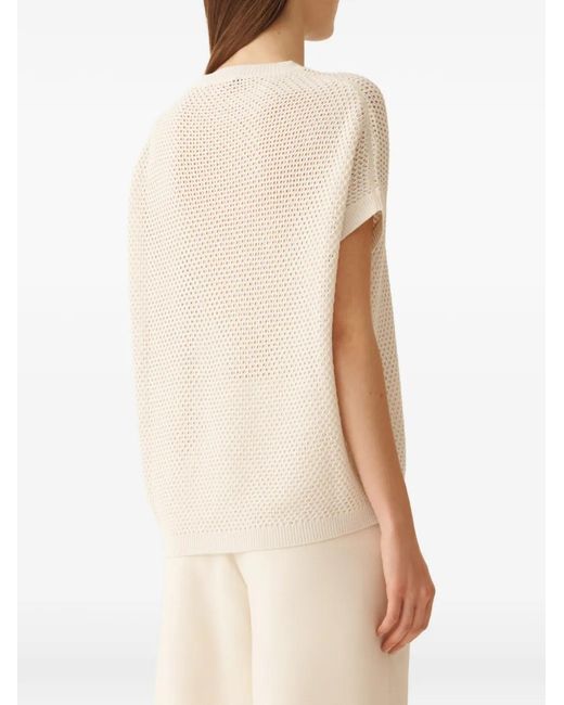 Fabiana Filippi Natural Haut En Maille À Design Sans Manches
