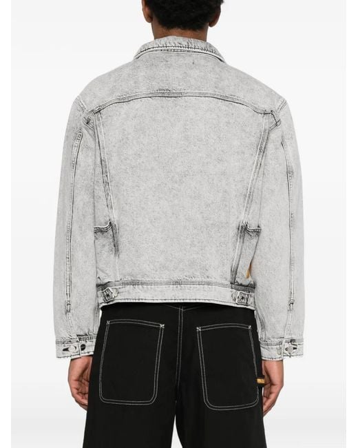 Replay Gray Acid-Wash Denim Jacket
