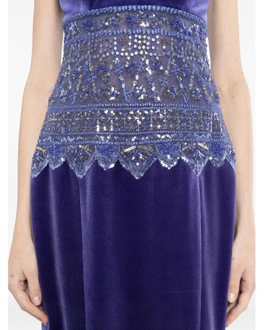 Saiid Kobeisy Purple Strapless Dress With Embroidered Detailing