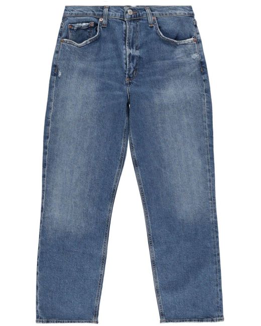 Agolde Blue Kye Cropped Straight-leg Stretch Jeans