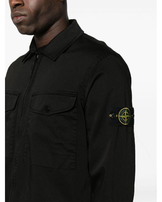 Stone Island Black Compass-badge Gabardine Jacket for men