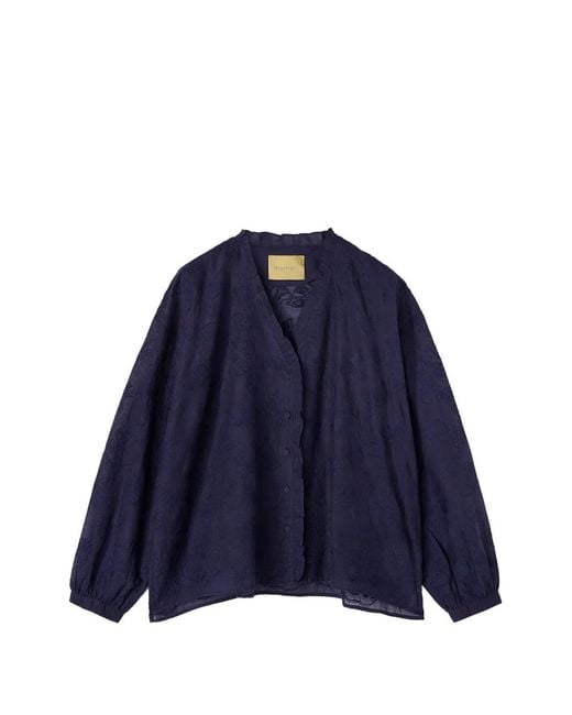 Momoní Blue Chemise Rios Brodée À Volants