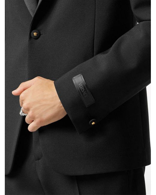 Versace Black Duchesse Satin-trim Single-breasted Blazer for men