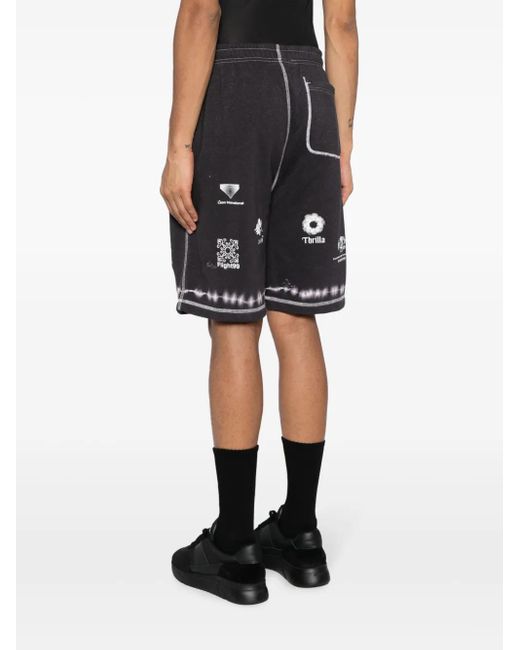 Children of the discordance Black Graphic-Print Elasticated-Waistband Shorts for men