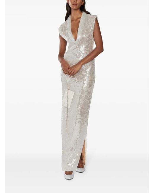 Genny White Sleeveless Sequin Maxi Dress