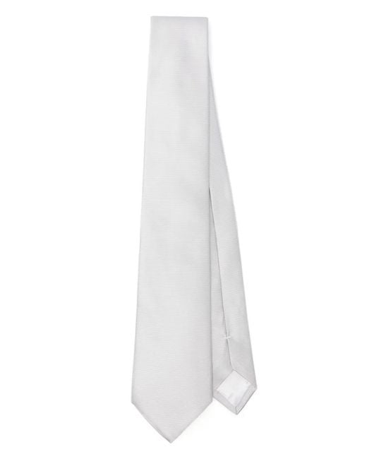 Emporio Armani White Woven Jacquard Tie Accessories for men