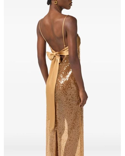 Robe Ornée De Sequins À Coupe Longue Elisabetta Franchi en coloris Metallic