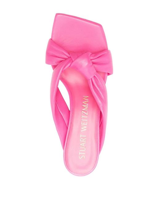 Stuart Weitzman Pink Slip-On Square-Toe Sandals